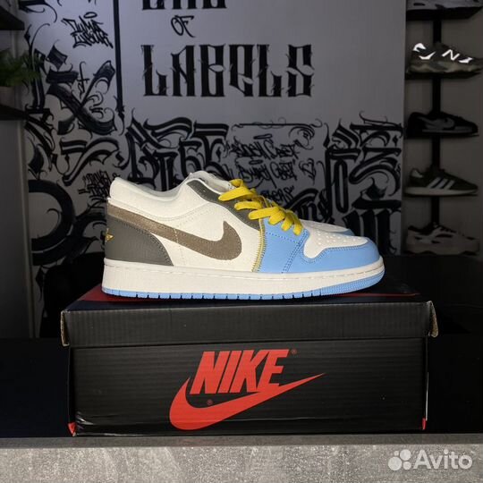 Nike Air Jordan 1 White-Blue-Brown-Yellow