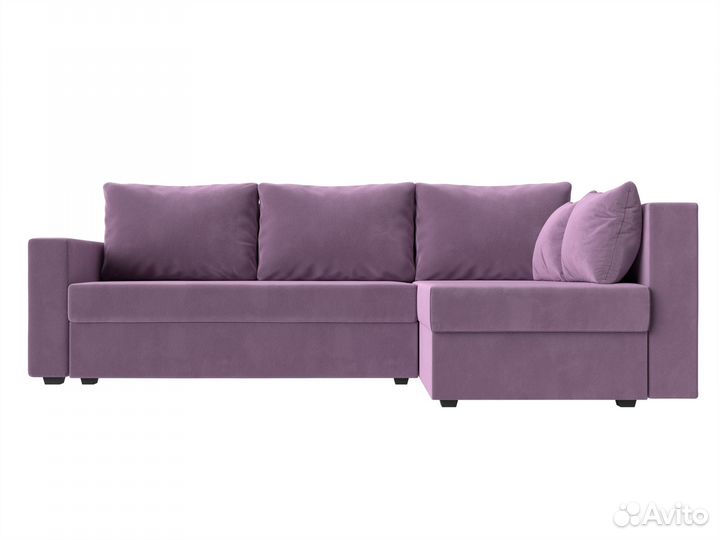 Диван угловой Мансберг правый угол, микровельвет, сиреневый