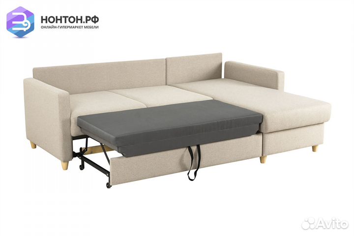Диван угловой дельфин Дилан бежевый