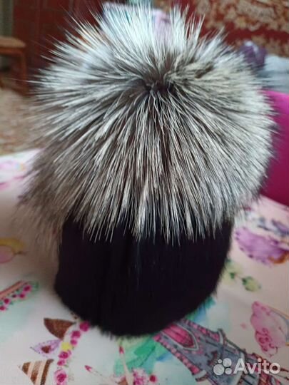 Шапка песцовая женская черная