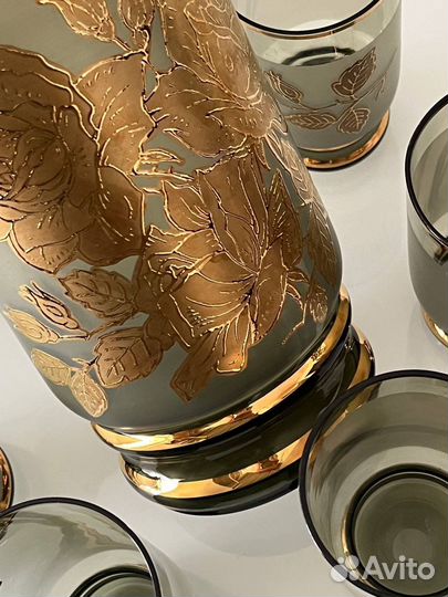 Графин и 6 стаканов Bogemia, винтаж из Чехии