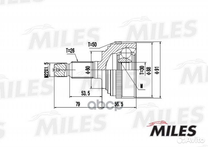 Шрус honda civic VI/HR-V 1.6 99-05 нар. +ABS GA