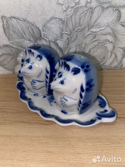 Набор для специй Ёжики Гжель ручная роспись