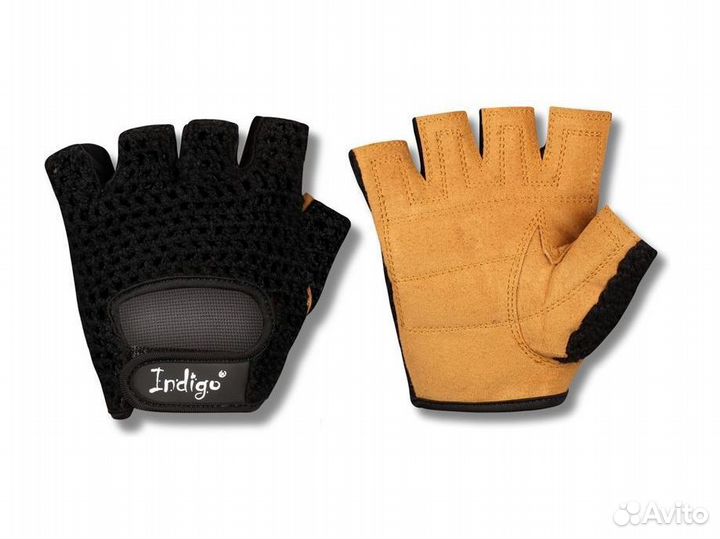 Перчатки для фитнеса Indigo замша, сетка