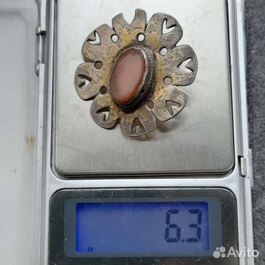 Старинная нашивка серебро цветочек