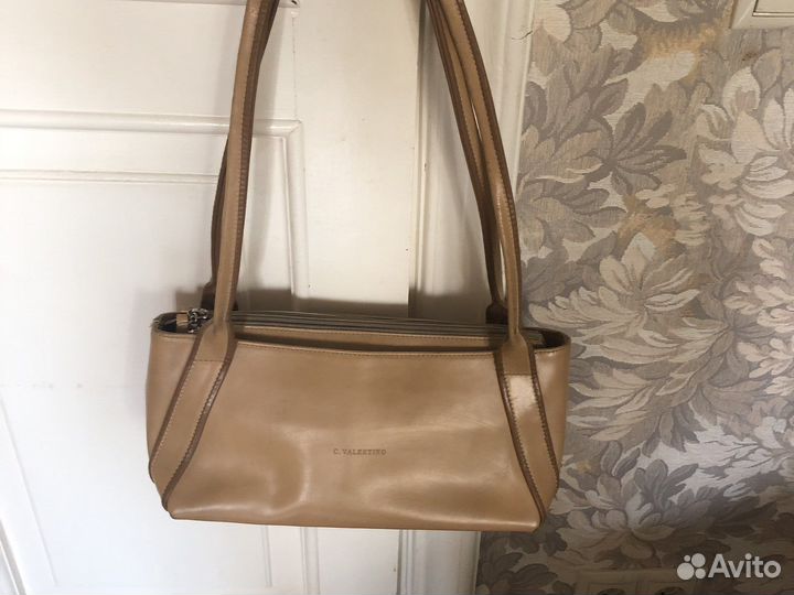 Сумка натуральная кожа бежевая