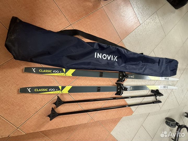 Лыжи беговые 147 см с палками и чехлом