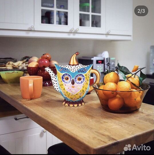 Необычный чайник из фарфора «сова». Ручная работа