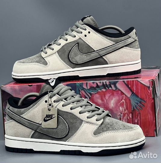 Серые кроссовки Nike Dunk SB Katushiro