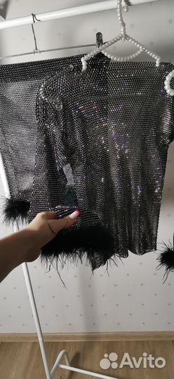 Топ со стразами и юбка комплект