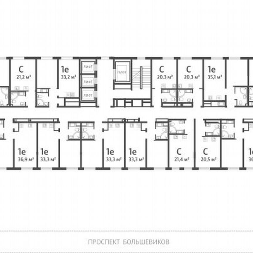 Квартира-студия, 25,3 м², 21/25 эт.