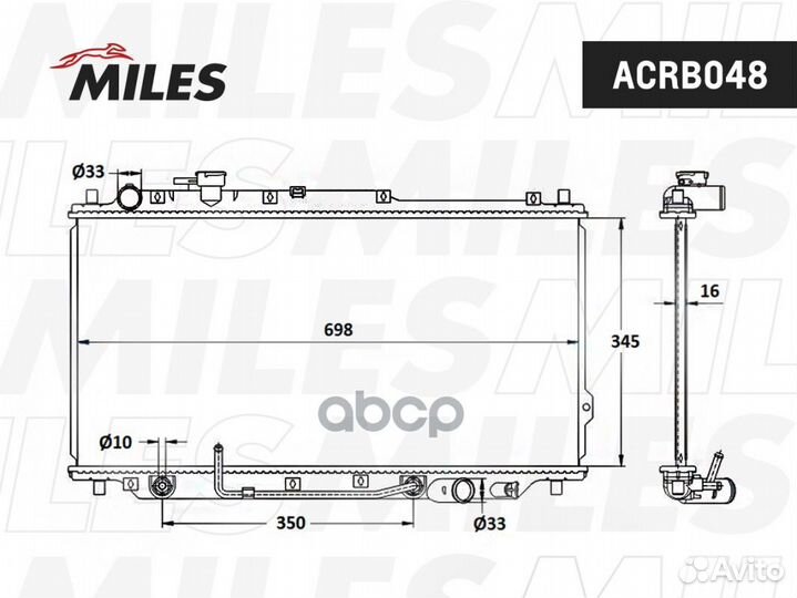 Радиатор miles KIA spectra/shuma 1.5-1.8 A/T 96
