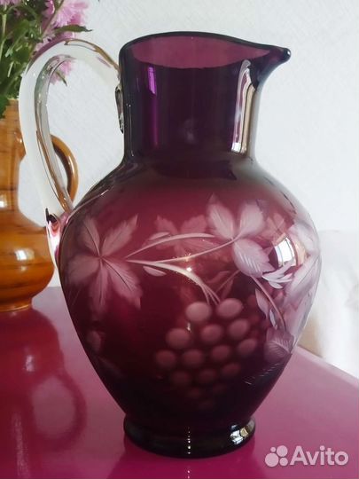 Кувшин цветное стекло СССР