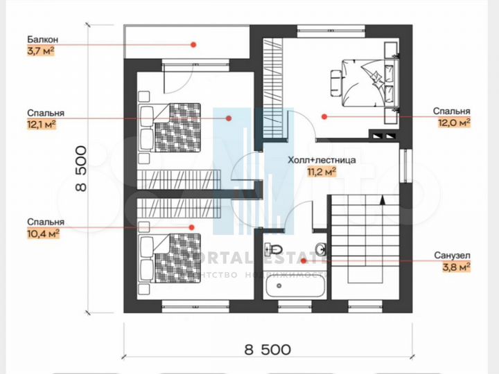 Коттедж 113 м² на участке 5 сот.