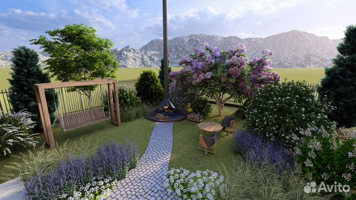 Создание планировки участка, зон отдыха, цветников