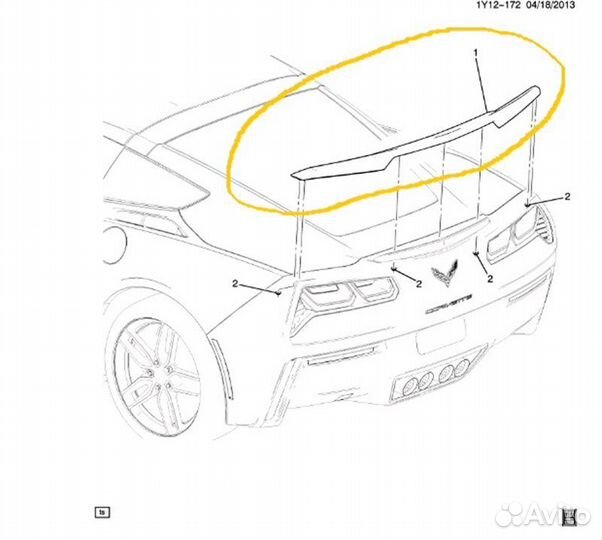 Спойлер задний Chevrolet Corvette С7 LT1 2014