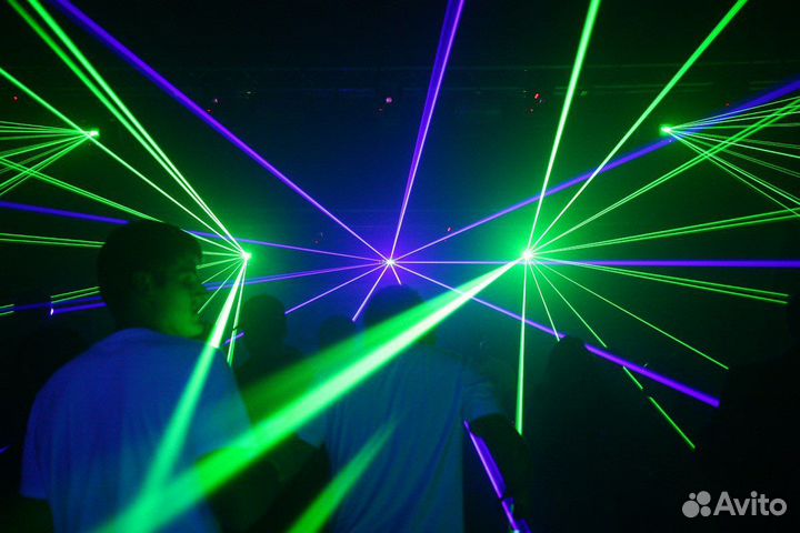 Лазер цветной сканирующий с 3D эффектом в дыму