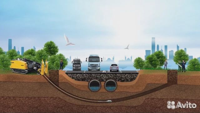 Горизонтальное бурение ГНБ прокол диаметр 1000мм