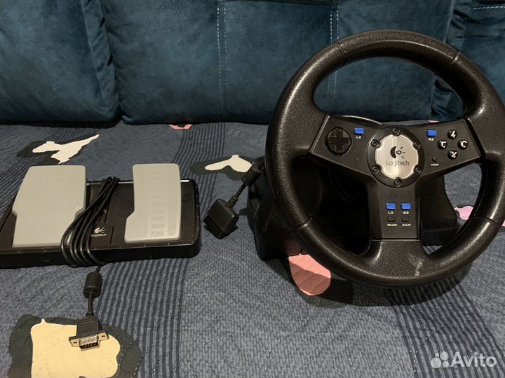 Игровой руль с педалями на PS2 logitech Rally