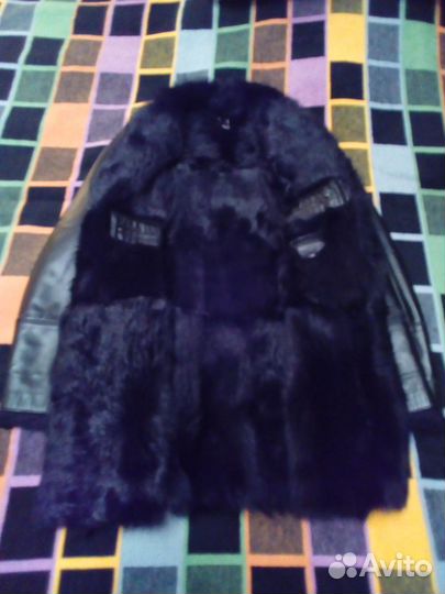 Пальто мужское кожанное на натуральном меху