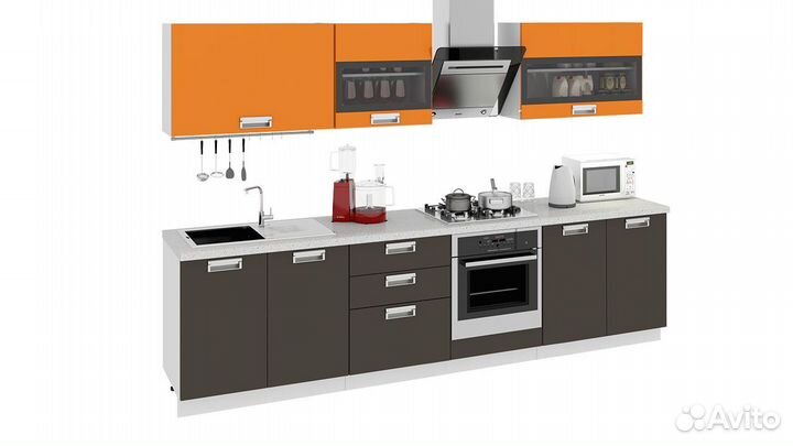 Кухонный гарнитур длиной - 300 см бьюти (Оранж)