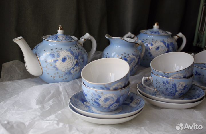 Сервиз чайный Дулево Голубой пион 1959 г