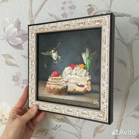 Картина маслом с птичкой