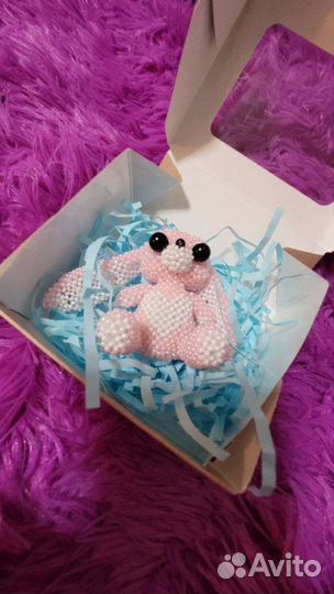 Зайчик из бисера(амигуруми)