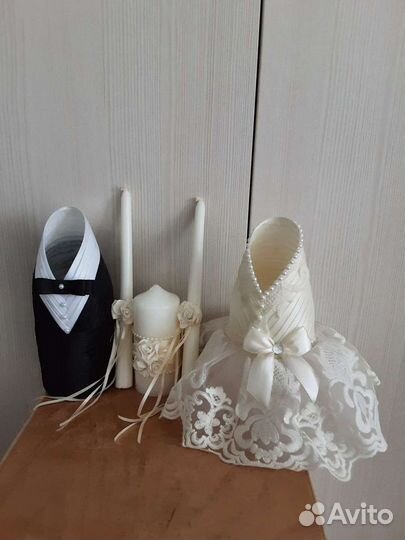 Свадебный набор: сем.очаг,фужеры, чехлы для бут