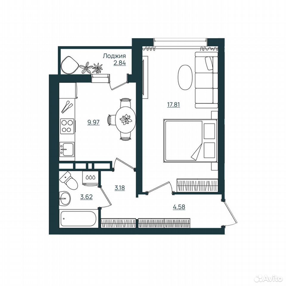 1-к. квартира, 40,6 м², 9/9 эт., Херсон