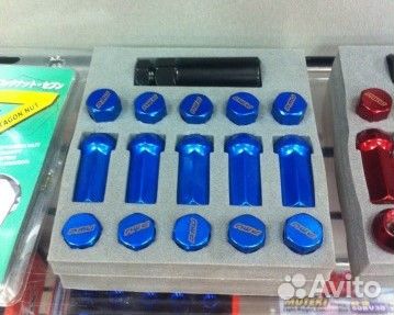 Гайки колесные Rays project mu hyper синие