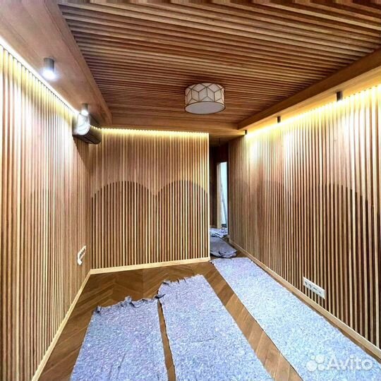 Деревянный потолок из массива дерева