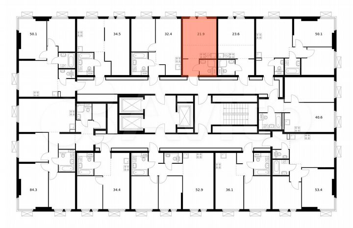 Квартира-студия, 21,9 м², 6/22 эт.
