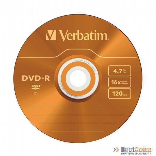 Оптический диск DVD-R 4.7Gb Verbatim 16X Slim Case