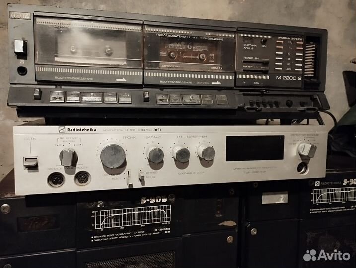 Кассетный магнитофон нота +2 усилителя +4 колонки