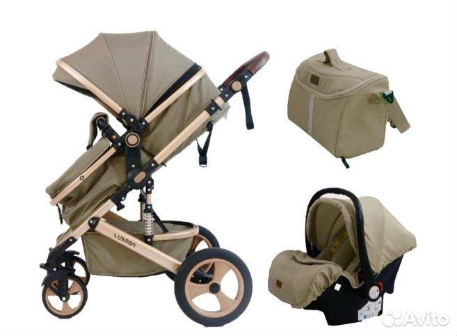 Новые коляска трансформер luxmom 518 3в1 бежевая
