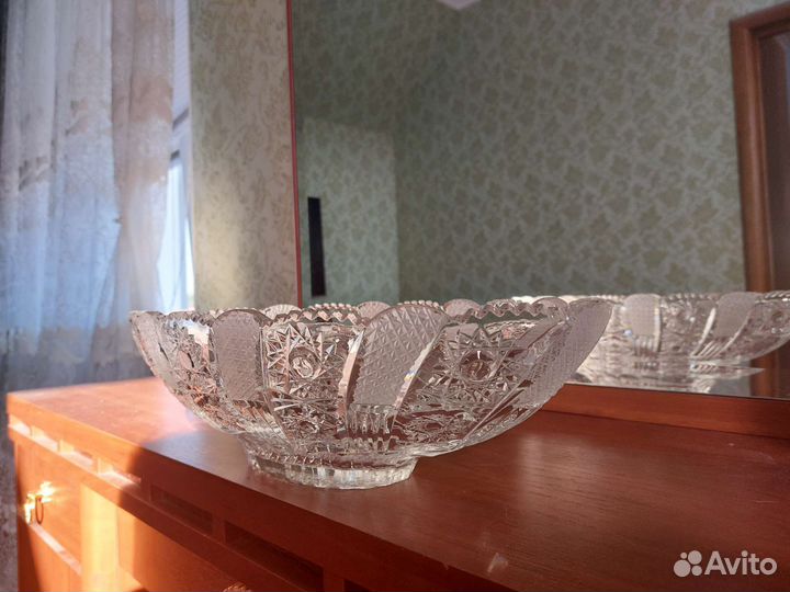 Хрустальная ладья ссср.ваза для фруктов огромная