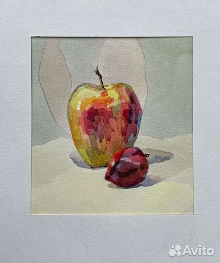 Акварель яблоко
