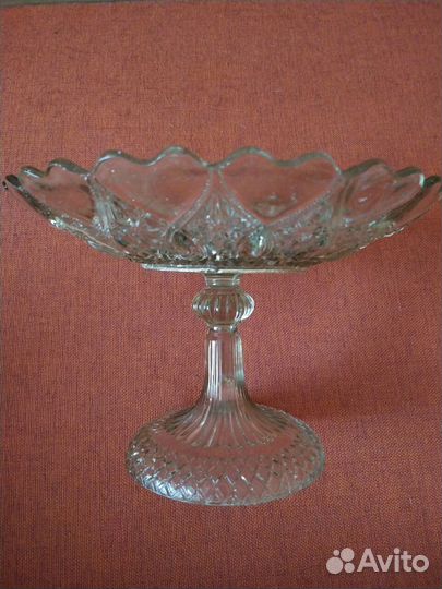 Ваза на ножке стекло старинная Мальцов