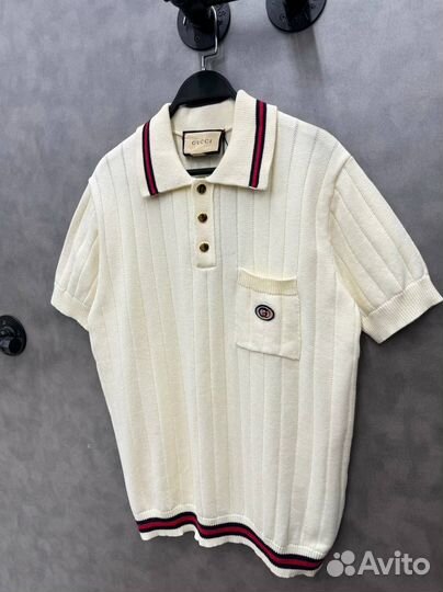 Поло Gucci молочное вязаное оверсайз