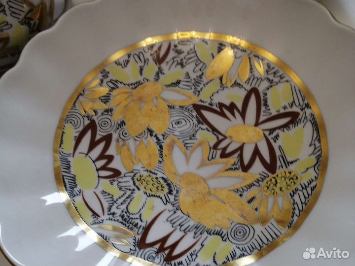 Чайный сервиз лфз СССР золотые ромашки
