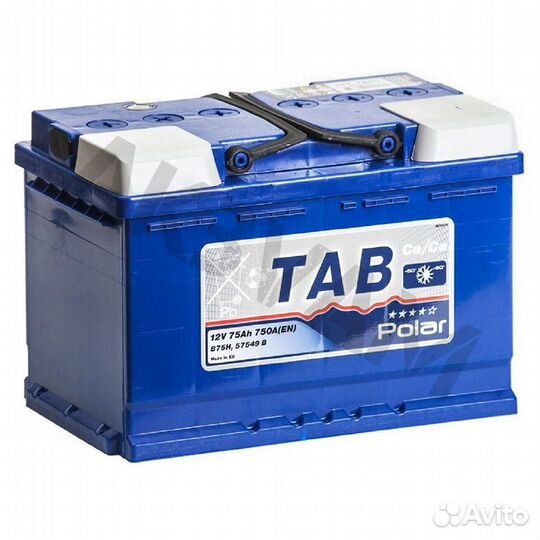 TAB Polar Blue 75 А/ч 750 А обратная полярность