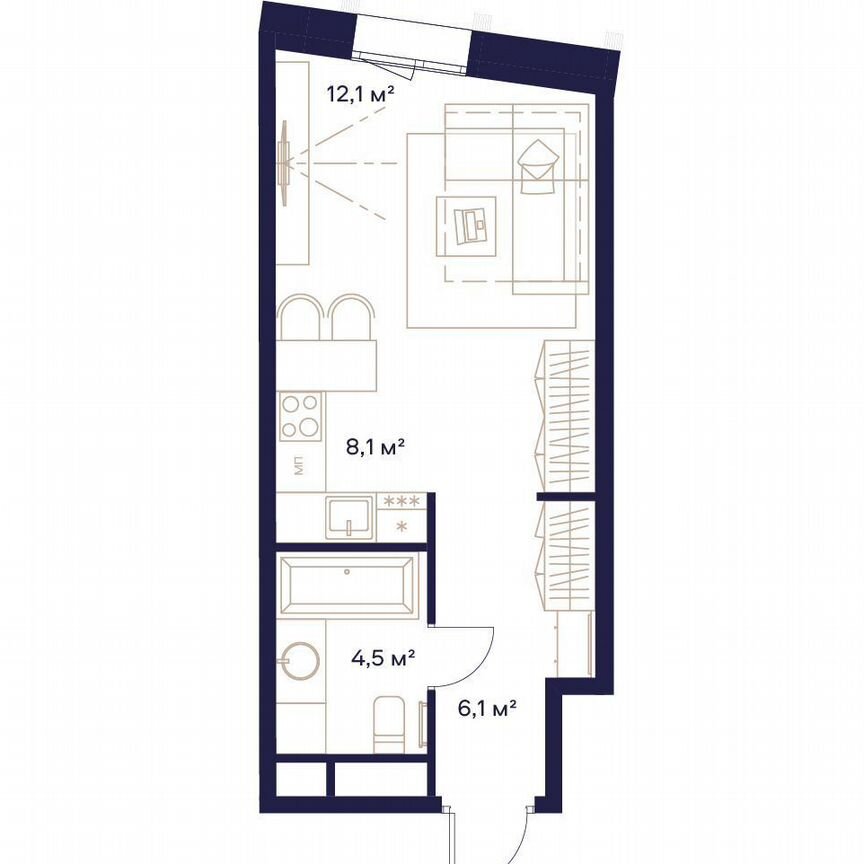 1-к. квартира, 30,6 м², 5/24 эт.