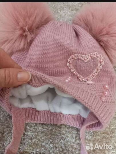 Шапка для девочки 3-6 мес