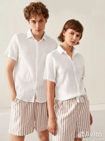 Рубашка с коротким рукавом унисекс Shein