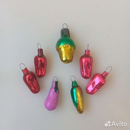 Советские ёлочные мини-игрушки - стекло