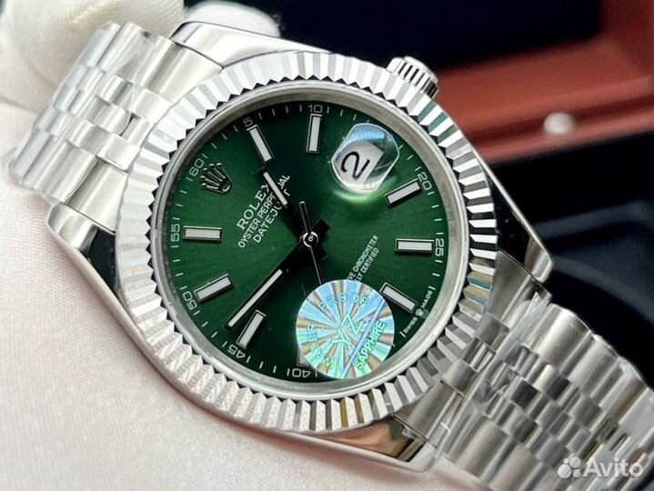 Rolex Datejust steel green часы