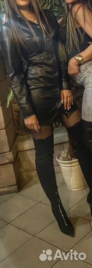 Платье рубашка с эко кожи