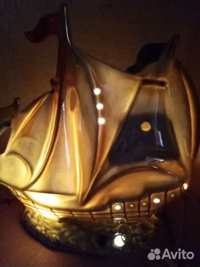 Фарфовый светильник. Ночник.Парусник ГДР Подарок