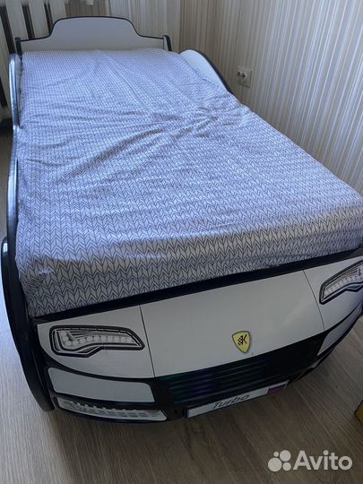 Кровать машинка с ортопедическим матрасом